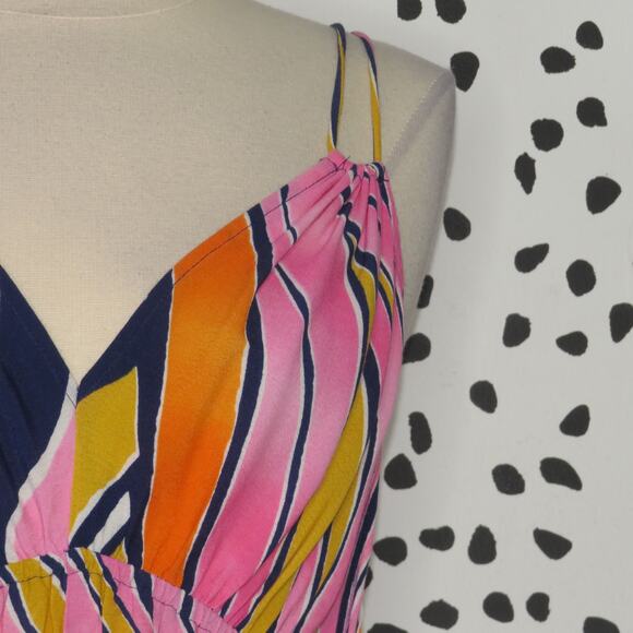 Anthro Maeve Finley Abstract Print V-Neck Sleeveless Wide Leg Jumpsuit - Picture 4 of 10